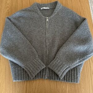 Zara Gray Zip-Up Bomber